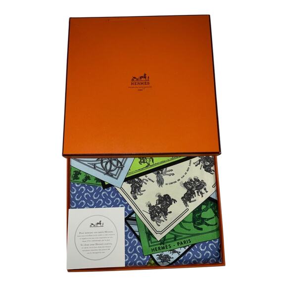 Hermès "A Cheval Sur Mon Carré" silk scarf designed Blue by Bali Barret W/Box - Picture 1 of 16